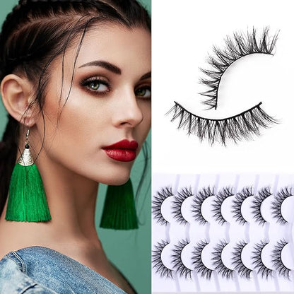 Cat Eye Natural Lashes Wispy False Eyelashes Short Fluffy Fake Lashes - 7 Pairs, ZG68