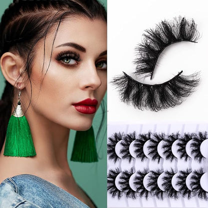 Fluffy Long False Eyelashes Wispy 3D Faux Mink Lashes Pack Thick Fake Eye Lashes Strip - 7 Pairs, Z87