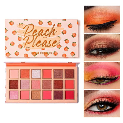 Peach Please 18 Colour Eyeshadow Palette for Beauty - Eyeshadow Cosmetics with Matte Metallic Sparkle Shimmer Pink & Highlighter Eye Makeup for Girls & Powder Eye Shadow Pallet