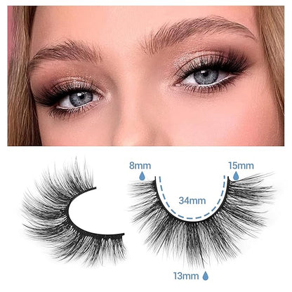 14 Pairs False Eyelashes Natural Mink Lashes Wispy Cat Eye Lashes 14mm 3D Volume Strip Fake Eyelashes Pack by TNFVLONEINS