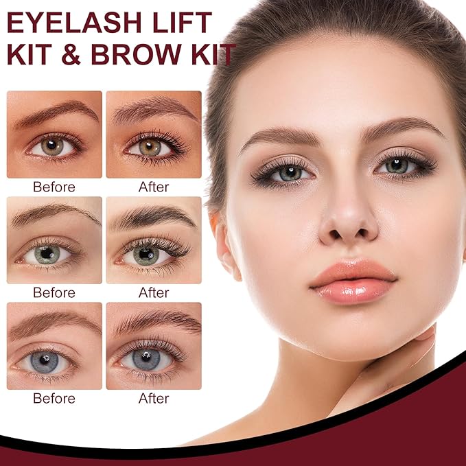 Lash Lift Kit & Brow Lamination Kit, Eyebrow Lamination Kit with Black, Professional Eyelash Lifting Kit, Eyelash Perm Kit with All Tools, Lasts for 8 Weeks, Easy to Use,for Salon & Home