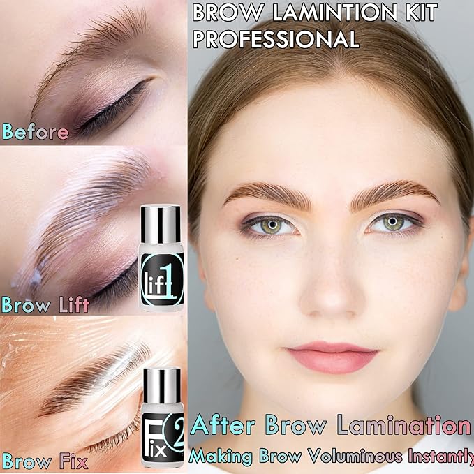 Eyelash Perm Eyebrow Lamination 2 in 1 Kit Easy DIY at Home 5 Minutes Curl Lift Long-Lasting a Month Professional Tool Make Lash and Brow More Volume 6 Weeks (2 1-Lash kit), Black