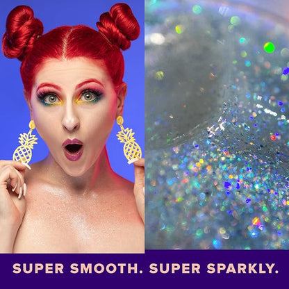 Unicorn Snot Face & Body Glitter - Cosmetic-Grade Holographic Glitter Gel - Makeup for Festivals, Raves, Anime Cosplay - Safe for Face, Easy Application & Removal, 1.7oz Silver (Disco)