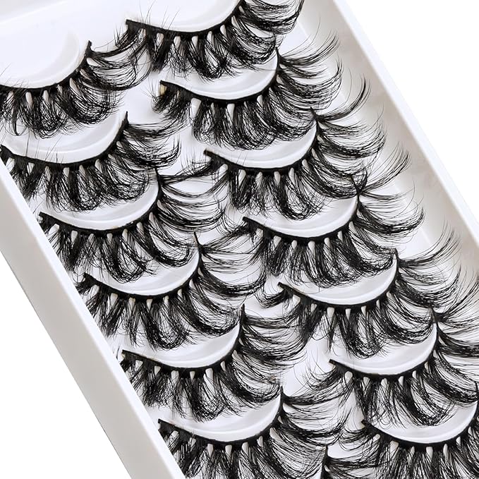 Lashes Faux Mink Eyelashes Fluffy Wispy False Lashes Criss-cross 10 Pairs Pack Fake Eyelashes for Women (6D23)