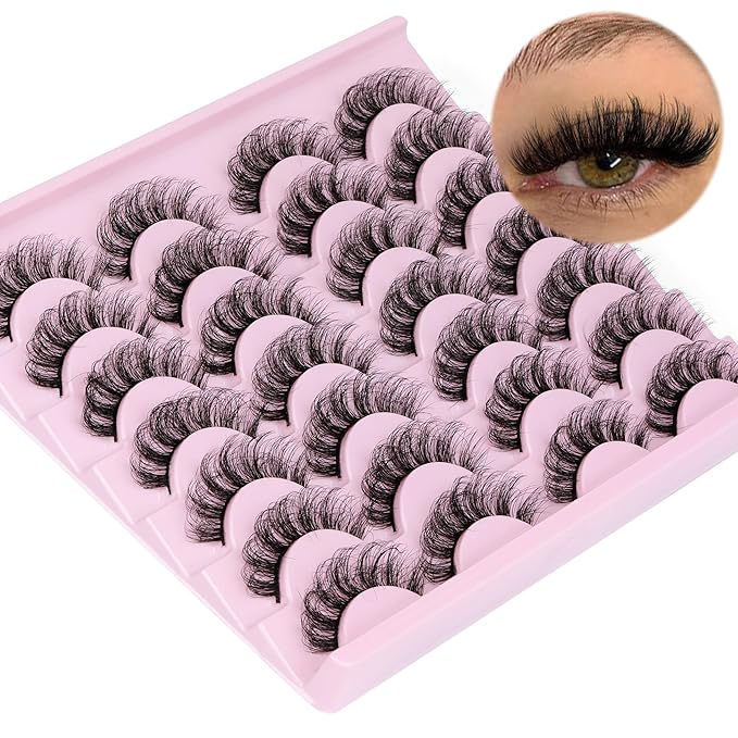 TNFVLONEINS False Eyelashes Wispy Mink Lashes Natural Look Fake Eyelashes 16mm Natural Lashes That Look Like Extensions Lashes Pack