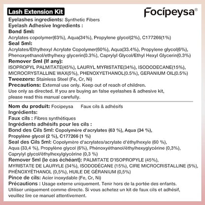Focipeysa Eyelash Extension Kit, 200pcs 80D Mink Fur False Eyelashes, 10-18mm DIY Lash Clusters, Matte Black, Vegan, Cruelty Free, Includes Lash Bond & Remover, Tweezers