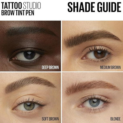 Maybelline New York TattooStudio Brow Tint Pen Makeup, Soft Brown, 0.037 fl. oz.