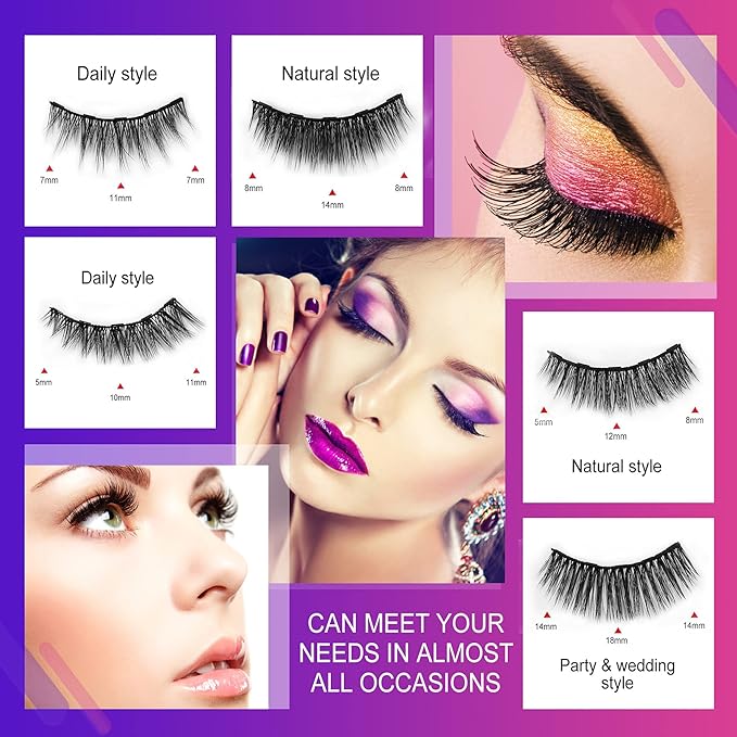 Magnetic Eyelashes with Eyeliner,Magnetic Eyelashes and Lashes Kit,3D 5D False Lashes, 5 Pairs with Tweezers, Easy to Wear-No Glue Needed