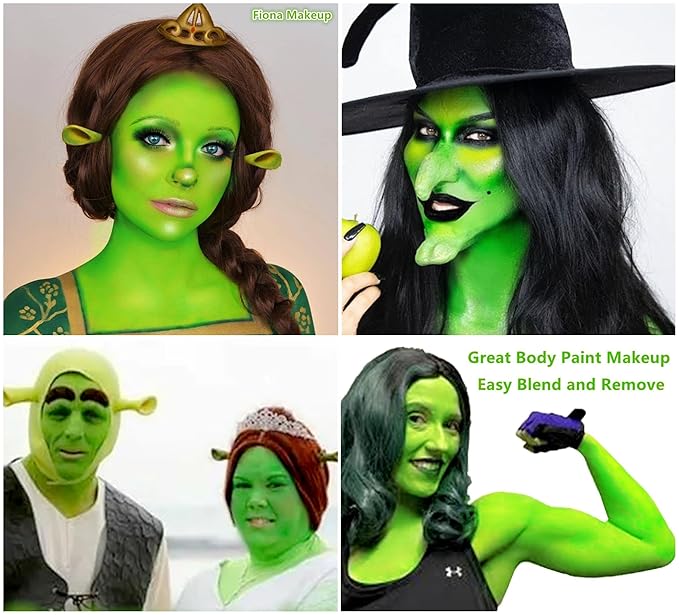Go Ho Water Based Amazon Green Face Body Paint Stick,Non-Toxic Face Painting,Easy-to-use Facepaint for Halloween Costumes Cosplay SFX Hulk Gamora Witch Makeup,0.63oz