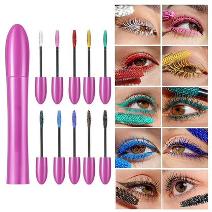 Colored Mascara, Waterproof Volume Lengthening Lashs Cream, 24 H Long Lasting No Flaking Smudge-Proof No Clumping for Making Color Thicker Curled Eyelash (02# Pink, 0.18 OZ)