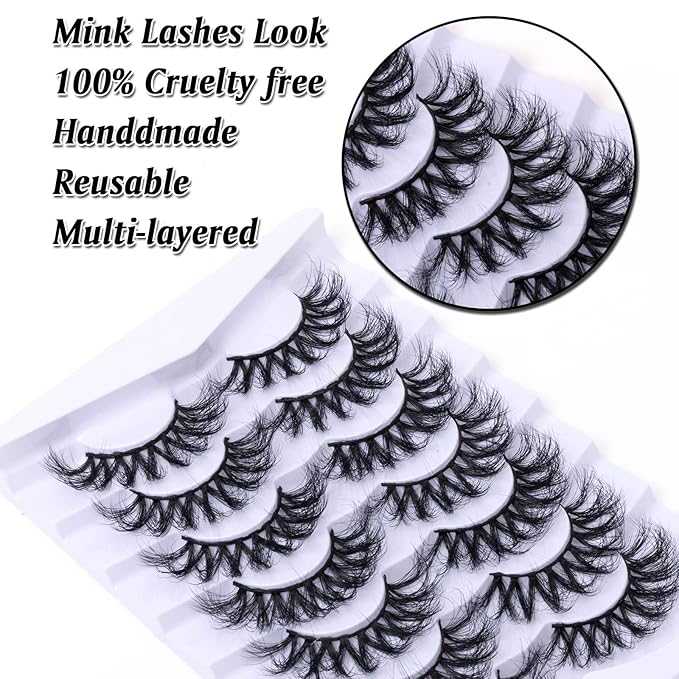 Fluffy False Eyelashes Wispy 3D Faux Mink Lashes Long Fake Eyelashes Pack - 7 Pairs, Z99