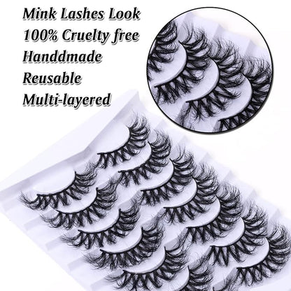 Fluffy False Eyelashes Wispy 3D Faux Mink Lashes Long Fake Eyelashes Pack - 7 Pairs, Z99