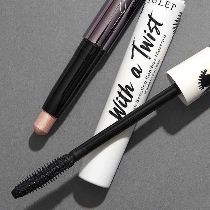 Julep Eyeshadow 101 Crème to Powder Waterproof Eyeshadow Stick, Champagne Shimmer & With a Twist Lash Boosting Volumizing and Lengthening Mascara with Bamboo