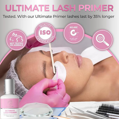 Eyelash Extension Primer/Up To 35% Longer Glue Retention Liore Lash/Pretreatment for Individual Semi Permanent Lash Extensions Glue Supplies Cleanser/Protein Oil Remover/Increase Adhesive Bond Power