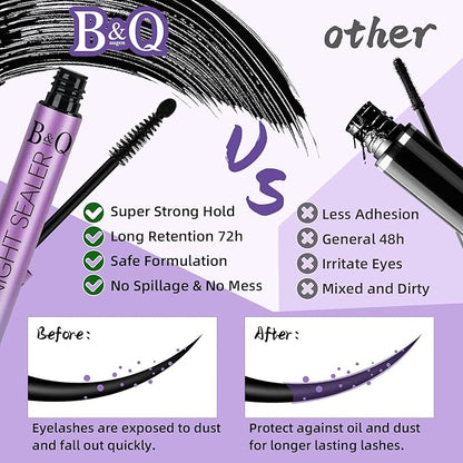 B&Q LASH Lash Seal 10ml Overnighter Lash Sealer for Cluster Lashes Waterproof Lash Sealant for Eyelash Extension Lash Extension Sealant Long Lasting Lock the Lash Bond (Black Seal 10ml)
