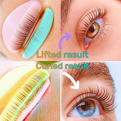 Eyelash Lift Shields Silicone Lash Curlers 8 Size Lifting Pads Jelly Lami Lamination Roller - Upper, Lower Perm Rod Perming Set with Ribbon Compensator, Eye Patch, Y Brush Tool-U Curl Shield