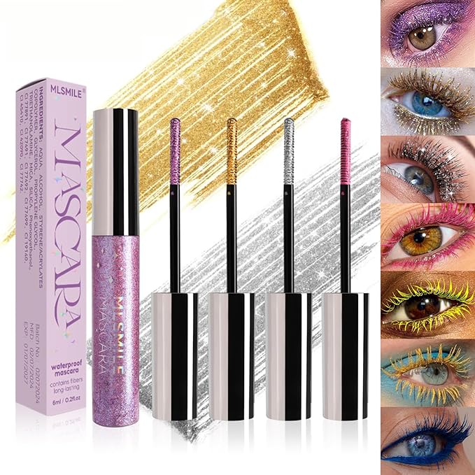 Mascara Yellow Eyelash Waterproof Long Lasting Lashes Stage Party Wedding Music Festival Eyes Makeup (07, #)