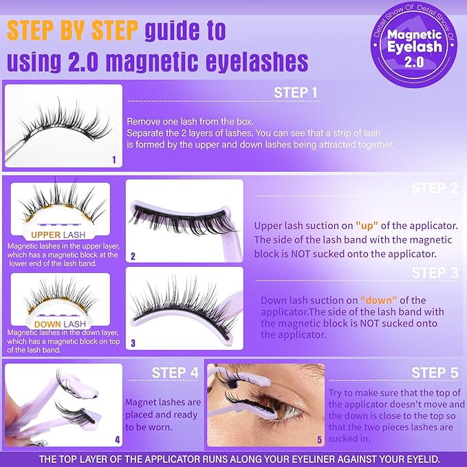 Natural Lashes Magnetic Eyelashes without Eyeliner No Glue Needed Magnet Lash with Applicator Strip Reusable Eyelash Magnetc 1 Pair