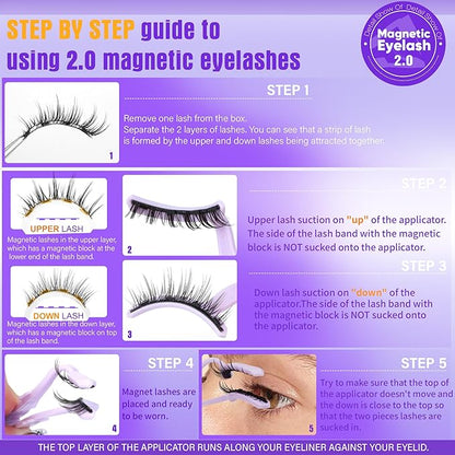 Natural Lashes Magnetic Eyelashes without Eyeliner No Glue Needed Magnet Lash with Applicator Strip Reusable Eyelash Magnetc 1 Pair