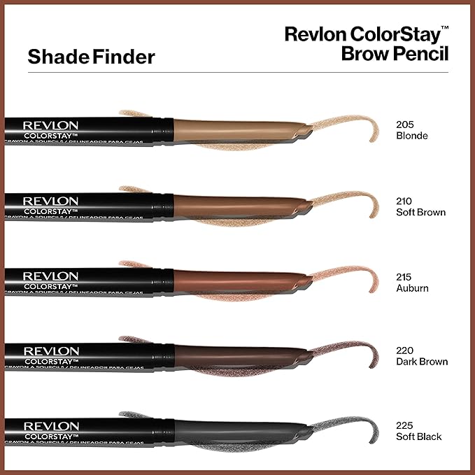 Revlon Eyebrow Pencil, Colorstay Eye Makeup with Eyebrow Spoolie, Waterproof, Longwearing Angled Precision Tip, 210 Soft Brown, 0.01 Oz
