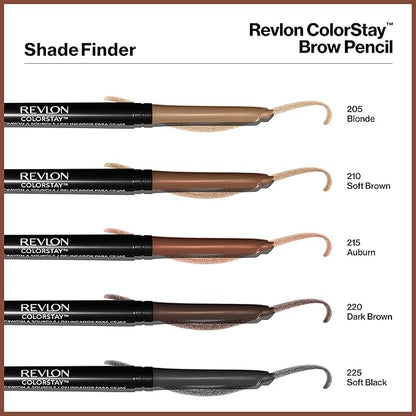 Revlon Eyebrow Pencil, Colorstay Eye Makeup with Eyebrow Spoolie, Waterproof, Longwearing Angled Precision Tip, 210 Soft Brown, 0.01 Oz