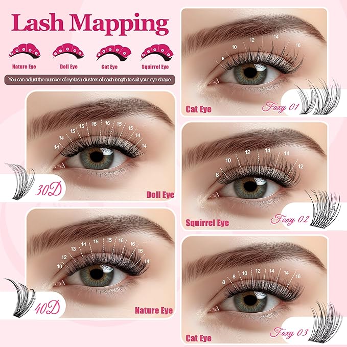 Lash Clusters Wispy - Lash Clusters,30D 40D Lash Clusters For Natural Look WideSpan 8-16MM Eyelash Clusters D Curl Lash Clusters For DIY Lashes At Home