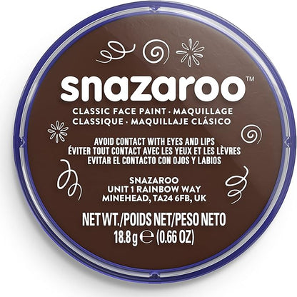 Snazaroo Classic Face and Body Paint, 18.8g (0.66-oz) Pot, Dark Brown