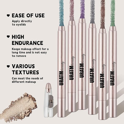 Rose Gold Eyeshadow Stick Makeup, Cream Shimmer Eye Shadow Pencil Make up, Waterproof Hypoallergenic Long Lasting Eyeliner, Glitter Primer Palette Smooth Crayon