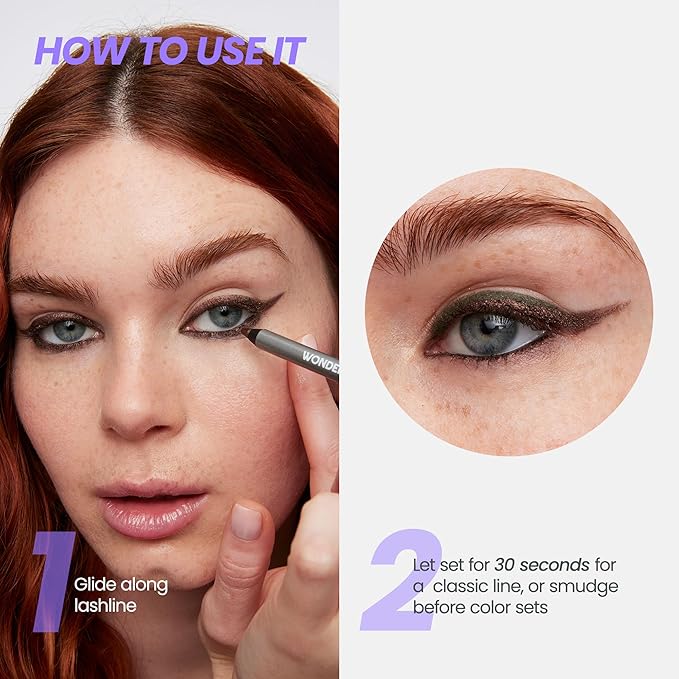 Wonderskin 1440 Longwear Eyeliner (Oyster Blue) with Wonderskin Black Mascara