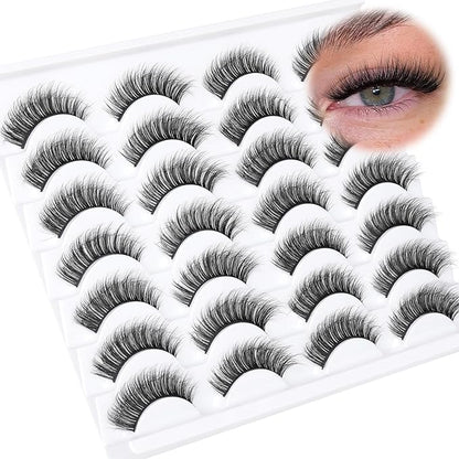 False Eyelashes Wispy Lashes Natural Fake Eyelashes Cat Eye Lashes that Look Like ExtensionsMink Lashes Pack by TNFVLONEINS