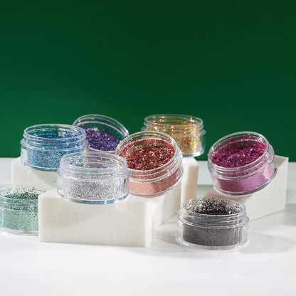 Holographic Glitter Shakers 100% Cosmetic Glitter for Face, Body, Nails, Hair and Lips - 0.17oz - Blue