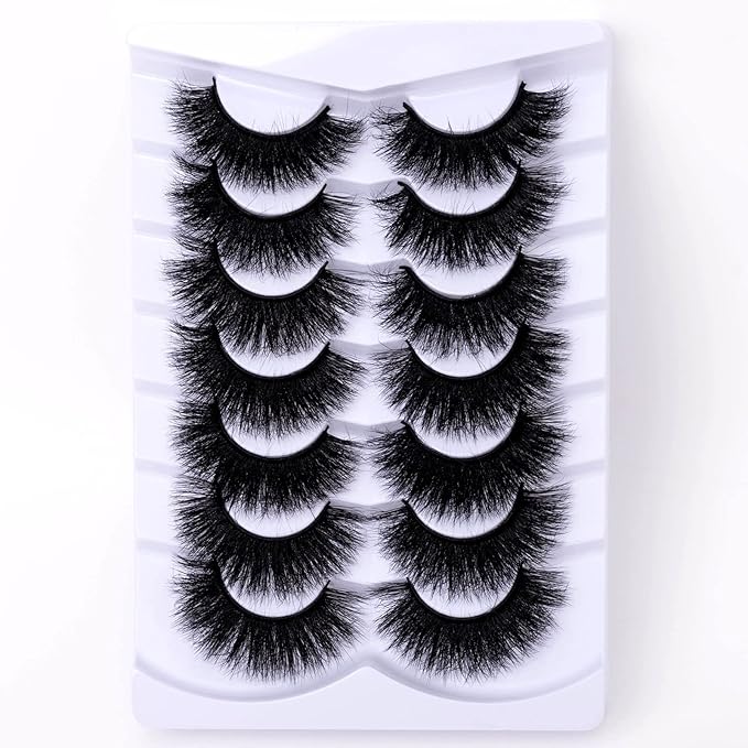 Fluffy Full False Eyelashes Wispy 3D Faux Mink Lashes Thick Fake Lashes Strip - 7 Pairs, Z13