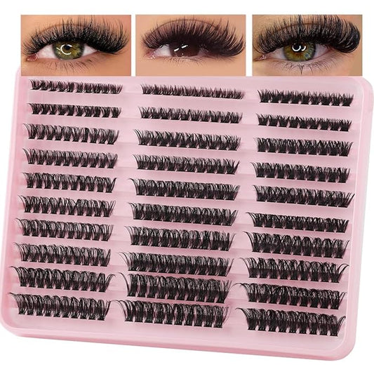 Lash Clusters 300PCS 60D 80D 100D Mixed Volume Wispy Eyelash Extensions 8-16mm D Curl Cluster Lashes Dramatic Full Fluffy False Eyelashes Clusters