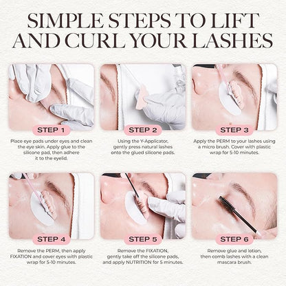 LASHVIEW Lash Lift Kit, Eyelash Perm Kit, Professional Eyelash Curling Lash Extension Set,Lash Curling, Semi-Permanent Curling Perming Wave Suitable for Salon（5PCS）
