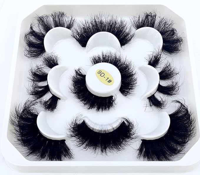 HBZGTLAD new 5 Pairs 25 mm 3d Mink Lashes Bulk Faux with Custom Natural Mink Lashes Pack Short Wholesales Natural False Eyelashes (9D-01#)