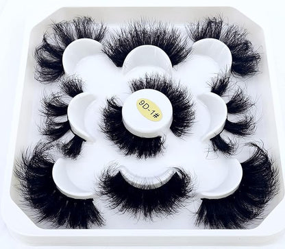 HBZGTLAD new 5 Pairs 25 mm 3d Mink Lashes Bulk Faux with Custom Natural Mink Lashes Pack Short Wholesales Natural False Eyelashes (9D-01#)