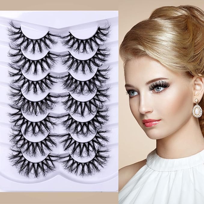 Fluffy False Eyelashes Wispy 3D Faux Mink Lashes Long Fake Eyelashes Pack - 7 Pairs, Z99