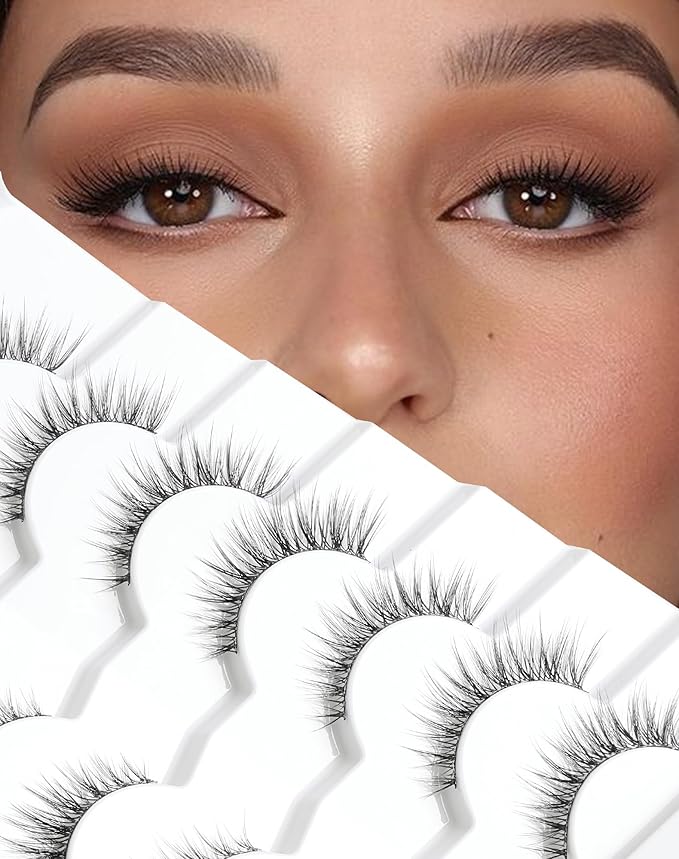 Natural Lashes Wispy Eye Lashes Pack Natural Eyelashes False Eyelashes Natural Look Fake Lashes for Small Eyes 13mm K36