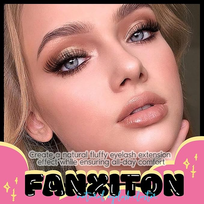 FANXITON Wispy DIY Lash Extension Kit Natural Lash Clusters C Individual Lashes Lash Clusters Kit Cluster Lashes Lash Bond and Seal and Lash Tweezers for Lash Clusters Kit DIY at Home