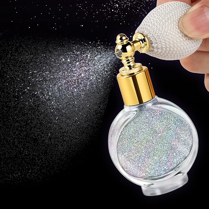 Silver Body Glitter Spray - Holographic Shimmer Spray Powder Sparkle for Hair and Body, Face, Clothes, Nail Art Crafts Design, Halloween and Easter Festival Makeup