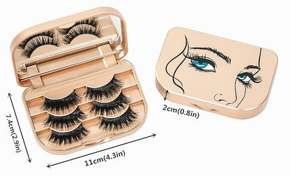 Champion Gold Eyelash Storage Case Organizer With Makeup Mirror Frame Box, Magnetic Lash Packaging Travel Bag