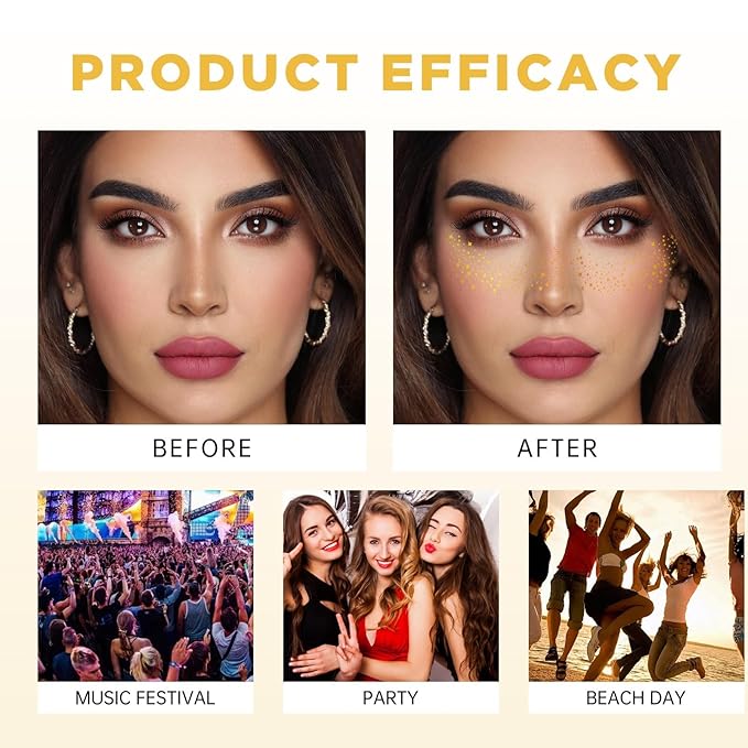 10 Count Makeup Patches Party Gold Face Glitter Makeup Speckles Glow Up Makeup Patches Face Glitter Speckles Freckle Patches Cute Glitter Makeup Accessories for Women