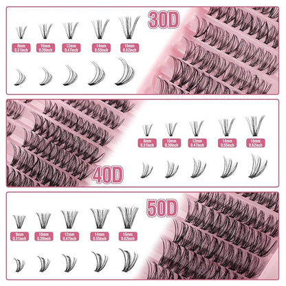 Lash Clusters 300PCS 30D 40D 50D Mixed Volume Wispy Eyelash Extensions 8-16mm D Curl Cluster Lashes Natural Look Professional DIY False Eyelashes Clusters