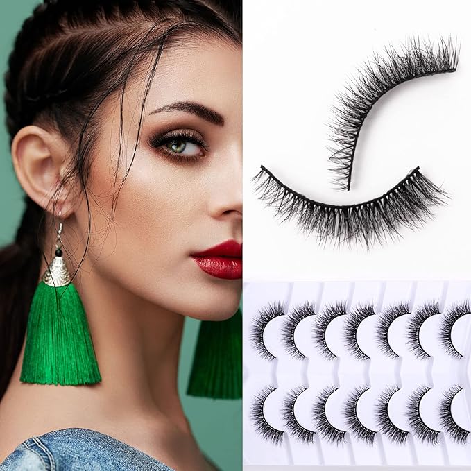 Cat Eye Natural Lashes Wispy False Eyelashes Short Fluffy Fake Lashes - 7 Pairs, ZG69