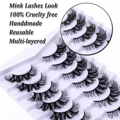 False Eyelashes Fluffy Wispy Fake Eyelashes Strip 3D Faux Mink Lashes Pack - 7 Pairs, Z22