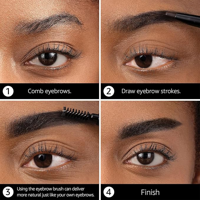 Eyebrow Pencil Brown Brow Pencil - Eyebrow Pen with Multi Function Eyebrow Brush, Waterproof Eyebrow Makeup Brow Pen, Long-Lasting & Smudge-Proof Eye Brow Pencils for Women Natural Brows (Gray)