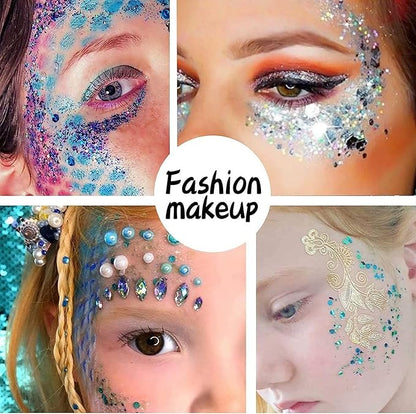 Pack of 24 Colors Chunky and Fine Glitter Mixed,Nail Art Face Body Hair Iridescent Sequins Loose Glitter,DIY Epoxy Resin Craft Slime Tumbler Making Flakes Powder