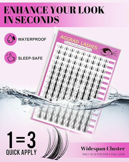 Fairy Lash Clusters Kit Wispy Fluffy 8-18mm Manga Anime Eyelashes Cluster Extension Kit C Curl Individual DIY Fake Lashes Extension Kit with Lash Bond and Seal Waterproof False Eyelashes Clusters Kit