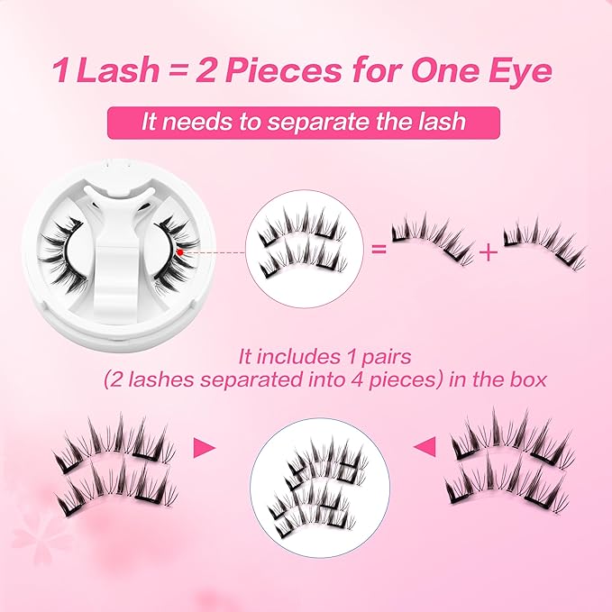 Reusable Magnetic Lashes Natural Look Magnetic Eyelashes without Eyeliner No Glue Needed False Eyelashes Magnetic Lashes Kit with Applicator