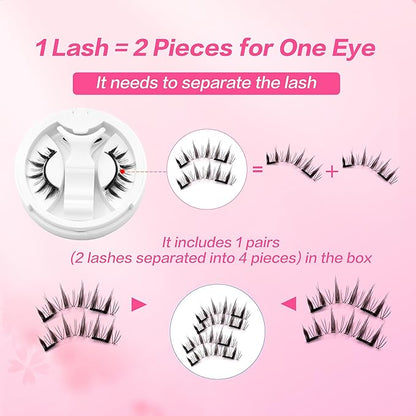 Reusable Magnetic Lashes Natural Look Magnetic Eyelashes without Eyeliner No Glue Needed False Eyelashes Magnetic Lashes Kit with Applicator